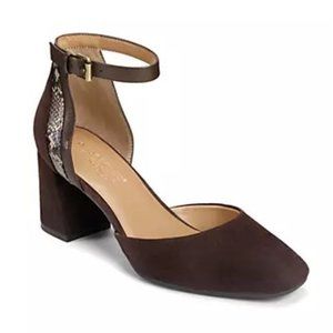 Aerosoles Honor System Ankle Strap Pump, Dark Brown Suede 8.5M